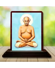 Car Desk/Table Top Mahaveer Babaji Wooden Photo Stand  3x4 Inches, Compact & Stylish Spiritual Display For Car, Home & Office (Pack Of 1) (F14583)