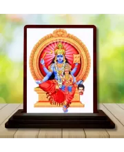 Car Desk/Table Top Goddess Bhadrakali Wooden Photo Stand  3x4 Inches, Compact & Stylish Spiritual Display For Car, Home & Office (Pack Of 1) (F14584)