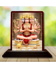 Car Desk/Table Top Lord Hanuman Wooden Photo Stand  3x4 Inches, Compact & Stylish Spiritual Display For Car, Home & Office (Pack Of 1) (F14586)