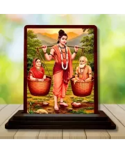 Car Desk/Table Top Shravana Kumara With His Parents Wooden Photo Stand  3x4 Inches, Compact & Stylish Spiritual Display For Car, Home & Office (Pack Of 1) (F14589)