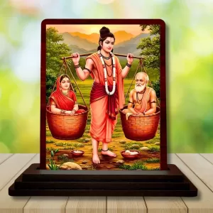 Car Desk/Table Top Shravana Kumara With His Parents Wooden Photo Stand 3x4 Inches, Compact & Stylish Spiritual Display For Car, Home & Office (Pack Of 1) (F14589) Car Desk/Table Top Shravana Kumara With His Parents Wooden Photo Stand 3x4 Inches, Compact & Stylish Spiritual Display For Car, Home & Office (Pack Of 1) (F14589)