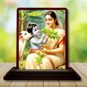 Car Desk/Table Top Yashodha Krishna Wooden Photo Stand 3x4 Inches, Compact & Stylish Spiritual Display For Car, Home & Office (Pack Of 1) (F14590) Car Desk/Table Top Yashodha Krishna Wooden Photo Stand 3x4 Inches, Compact & Stylish Spiritual Display For Car, Home & Office (Pack Of 1) (F14590)