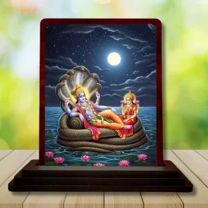 Car Desk/Table Top Lord Vishnu Wooden Photo Stand 3x4 Inches, Compact & Stylish Spiritual Display For Car, Home & Office (Pack Of 1) (F14594) Car Desk/Table Top Lord Vishnu Wooden Photo Stand 3x4 Inches, Compact & Stylish Spiritual Display For Car, Home & Office (Pack Of 1) (F14594)