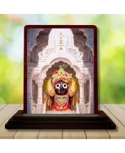 Car Desk/Table Top Lord Jagannath Wooden Photo Stand  3x4 Inches, Compact & Stylish Spiritual Display For Car, Home & Office (Pack Of 1) (F14595)