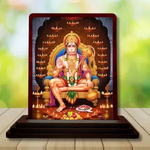 Car Desk/Table Top Lord Hanuman Wooden Photo Stand 3x4 Inches, Compact & Stylish Spiritual Display For Car, Home & Office (Pack Of 1) (F14596) Car Desk/Table Top Lord Hanuman Wooden Photo Stand 3x4 Inches, Compact & Stylish Spiritual Display For Car, Home & Office (Pack Of 1) (F14596)