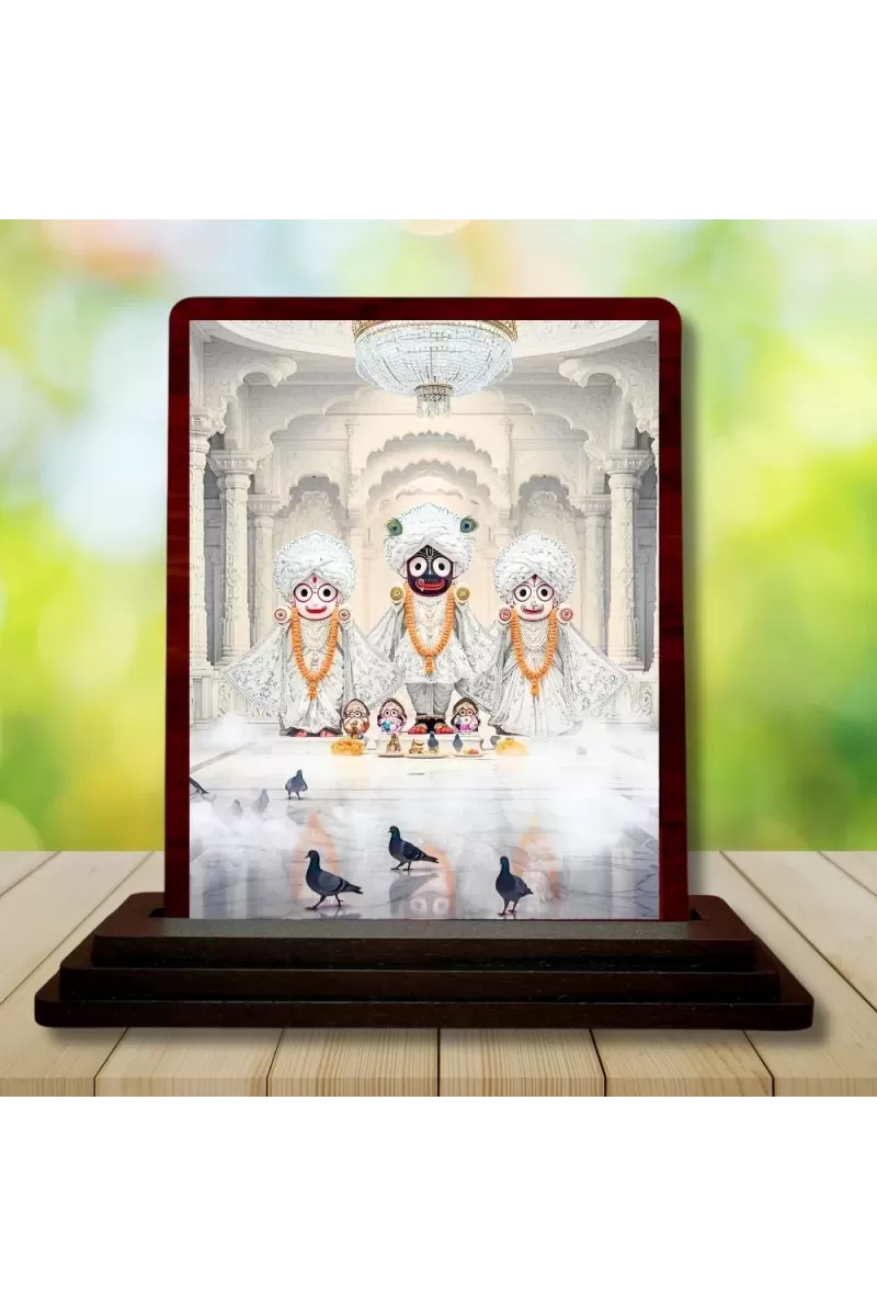Car Desk/Table Top Lord Jagannath Wooden Photo Stand  3x4 Inches, Compact & Stylish Spiritual Display For Car, Home & Office (Pack Of 1) (F14597)