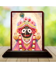 Car Desk/Table Top Lord Jagannath Wooden Photo Stand  3x4 Inches, Compact & Stylish Spiritual Display For Car, Home & Office (Pack Of 1) (F14598)