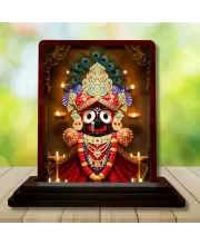 Car Desk/Table Top Lord Jagannath Wooden Photo Stand  3x4 Inches, Compact & Stylish Spiritual Display For Car, Home & Office (Pack Of 1) (F14599)