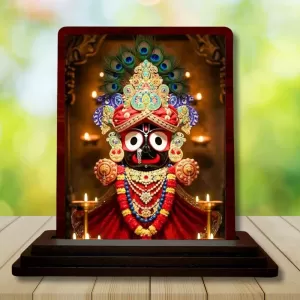 Car Desk/Table Top Lord Jagannath Wooden Photo Stand 3x4 Inches, Compact & Stylish Spiritual Display For Car, Home & Office (Pack Of 1) (F14599) Car Desk/Table Top Lord Jagannath Wooden Photo Stand 3x4 Inches, Compact & Stylish Spiritual Display For Car, Home & Office (Pack Of 1) (F14599)