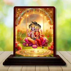 Car Desk/Table Top Lord Vishnu And Lakshmi Wooden Photo Stand 3x4 Inches, Compact & Stylish Spiritual Display For Car, Home & Office (Pack Of 1) (F14600) Car Desk/Table Top Lord Vishnu And Lakshmi Wooden Photo Stand 3x4 Inches, Compact & Stylish Spiritual Display For Car, Home & Office (Pack Of 1) (F14600)