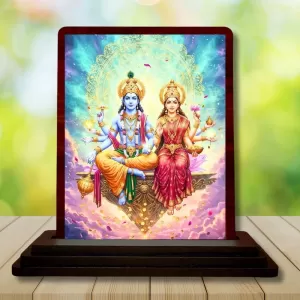 Car Desk/Table Top Lord Vishnu And Lakshmi Wooden Photo Stand 3x4 Inches, Compact & Stylish Spiritual Display For Car, Home & Office (Pack Of 1) (F14601) Car Desk/Table Top Lord Vishnu And Lakshmi Wooden Photo Stand 3x4 Inches, Compact & Stylish Spiritual Display For Car, Home & Office (Pack Of 1) (F14601)