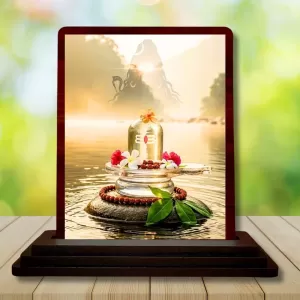 Car Desk/Table Top Shiva Lingam Wooden Photo Stand 3x4 Inches, Compact & Stylish Spiritual Display For Car, Home & Office (Pack Of 1) (F14606) Car Desk/Table Top Shiva Lingam Wooden Photo Stand 3x4 Inches, Compact & Stylish Spiritual Display For Car, Home & Office (Pack Of 1) (F14606)