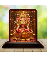 Car Desk/Table Top Goddess Lakshmi Wooden Photo Stand  3x4 Inches, Compact & Stylish Spiritual Display For Car, Home & Office (Pack Of 1) (F14607)