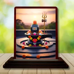 Car Desk/Table Top Shiva Lingam Wooden Photo Stand 3x4 Inches, Compact & Stylish Spiritual Display For Car, Home & Office (Pack Of 1) (F14608) Car Desk/Table Top Shiva Lingam Wooden Photo Stand 3x4 Inches, Compact & Stylish Spiritual Display For Car, Home & Office (Pack Of 1) (F14608)