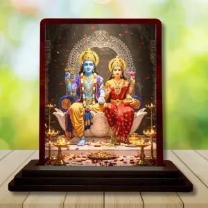 Car Desk/Table Top Lord Vishnu And Lakshmi Wooden Photo Stand 3x4 Inches, Compact & Stylish Spiritual Display For Car, Home & Office (Pack Of 1) (F14610) Car Desk/Table Top Lord Vishnu And Lakshmi Wooden Photo Stand 3x4 Inches, Compact & Stylish Spiritual Display For Car, Home & Office (Pack Of 1) (F14610)