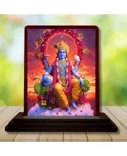 Car Desk/Table Top Lord Vishnu Wooden Photo Stand  3x4 Inches, Compact & Stylish Spiritual Display For Car, Home & Office (Pack Of 1) (F14612)