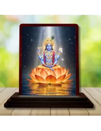 Car Desk/Table Top Lord Vishnu Wooden Photo Stand  3x4 Inches, Compact & Stylish Spiritual Display For Car, Home & Office (Pack Of 1) (F14613)