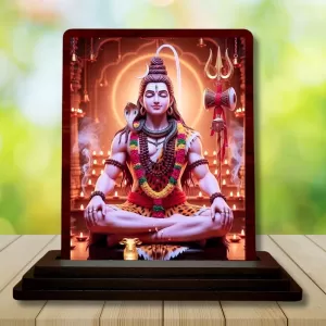 Car Desk/Table Top Lord Shiva Wooden Photo Stand 3x4 Inches, Compact & Stylish Spiritual Display For Car, Home & Office (Pack Of 1) (F14615) Car Desk/Table Top Lord Shiva Wooden Photo Stand 3x4 Inches, Compact & Stylish Spiritual Display For Car, Home & Office (Pack Of 1) (F14615)