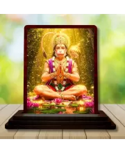 Car Desk/Table Top Lord Hanuman Wooden Photo Stand  3x4 Inches, Compact & Stylish Spiritual Display For Car, Home & Office (Pack Of 1) (F14617)