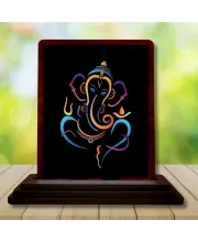 Car Desk/Table Top Lord Ganesha Wooden Photo Stand  3x4 Inches, Compact & Stylish Spiritual Display For Car, Home & Office (Pack Of 1) (F14622)
