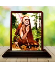Car Desk/Table Top Jagadguru Chandrashekarendra Saraswati Wooden Photo Stand  3x4 Inches, Compact & Stylish Spiritual Display For Car, Home & Office (Pack Of 1) (F14631)