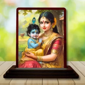 Car Desk/Table Top Yashodha With Krishna Wooden Photo Stand 3x4 Inches, Compact & Stylish Spiritual Display For Car, Home & Office (Pack Of 1) (F14633) Car Desk/Table Top Yashodha With Krishna Wooden Photo Stand 3x4 Inches, Compact & Stylish Spiritual Display For Car, Home & Office (Pack Of 1) (F14633)