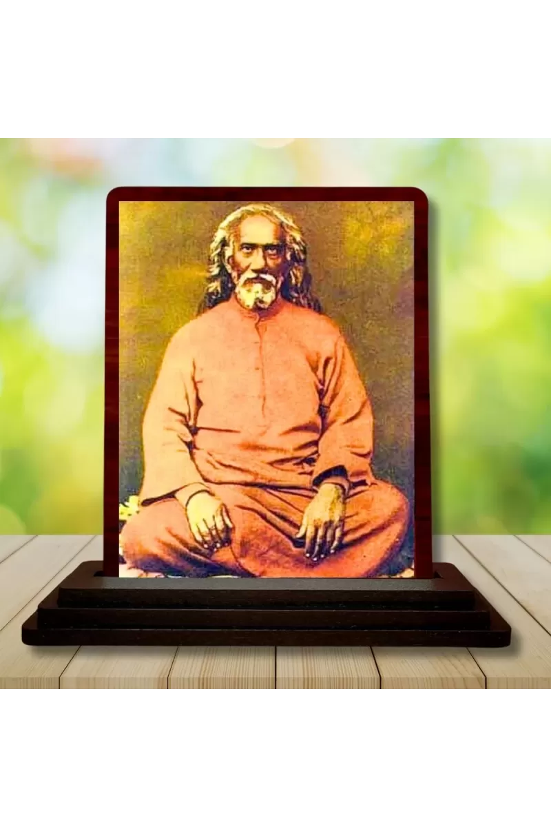 Car Desk/Table Top Swami Sri Yukteswar Giri  Wooden Photo Stand  3x4 Inches, Compact & Stylish Spiritual Display For Car, Home & Office (Pack Of 1) (F14635)