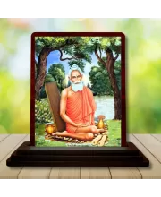 Car Desk/Table Top Baba Lokenath Wooden Photo Stand  3x4 Inches, Compact & Stylish Spiritual Display For Car, Home & Office (Pack Of 1) (F14636)