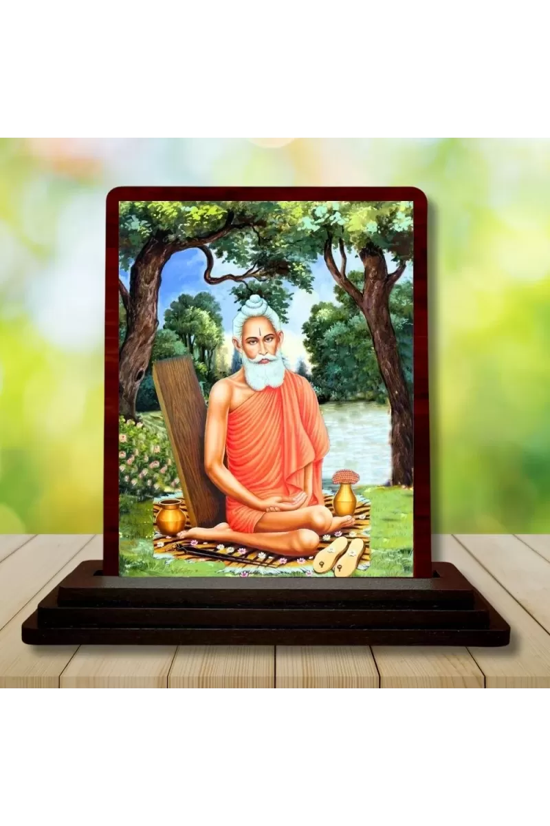 Car Desk/Table Top Baba Lokenath Wooden Photo Stand  3x4 Inches, Compact & Stylish Spiritual Display For Car, Home & Office (Pack Of 1) (F14636)
