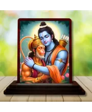 Car Desk/Table Top Lord Rama And Hanuman Wooden Photo Stand  3x4 Inches, Compact & Stylish Spiritual Display For Car, Home & Office (Pack Of 1) (F14637)