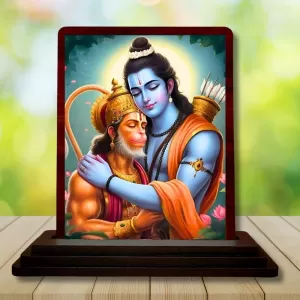 Car Desk/Table Top Lord Rama And Hanuman Wooden Photo Stand 3x4 Inches, Compact & Stylish Spiritual Display For Car, Home & Office (Pack Of 1) (F14637) Car Desk/Table Top Lord Rama And Hanuman Wooden Photo Stand 3x4 Inches, Compact & Stylish Spiritual Display For Car, Home & Office (Pack Of 1) (F14637)