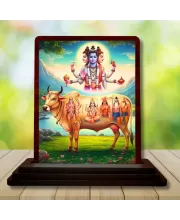 Car Desk/Table Top Lord Dattatreya Wooden Photo Stand  3x4 Inches, Compact & Stylish Spiritual Display For Car, Home & Office (Pack Of 1) (F14639)