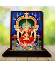 Car Desk/Table Top Goddess Kamakshi Amman Wooden Photo Stand  3x4 Inches, Compact & Stylish Spiritual Display For Car, Home & Office (Pack Of 1) (F14644)
