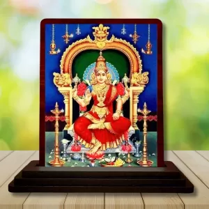 Car Desk/Table Top Goddess Kamakshi Amman Wooden Photo Stand 3x4 Inches, Compact & Stylish Spiritual Display For Car, Home & Office (Pack Of 1) (F14644) Car Desk/Table Top Goddess Kamakshi Amman Wooden Photo Stand 3x4 Inches, Compact & Stylish Spiritual Display For Car, Home & Office (Pack Of 1) (F14644)