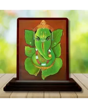 Car Desk/Table Top Lord Ganesha Wooden Photo Stand  3x4 Inches, Compact & Stylish Spiritual Display For Car, Home & Office (Pack Of 1) (F14645)