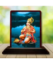 Car Desk/Table Top Lord Hanuman Wooden Photo Stand  3x4 Inches, Compact & Stylish Spiritual Display For Car, Home & Office (Pack Of 1) (F14646)