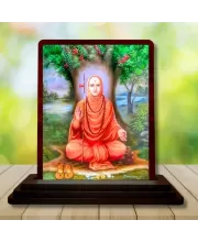 Car Desk/Table Top Shree Swami Samarth Maharaj  Wooden Photo Stand  3x4 Inches, Compact & Stylish Spiritual Display For Car, Home & Office (Pack Of 1) (F14649)