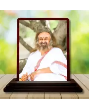 Car Desk/Table Top Shri Shri Ravi Shankar Ji  Wooden Photo Stand  3x4 Inches, Compact & Stylish Spiritual Display For Car, Home & Office (Pack Of 1) (F14650)