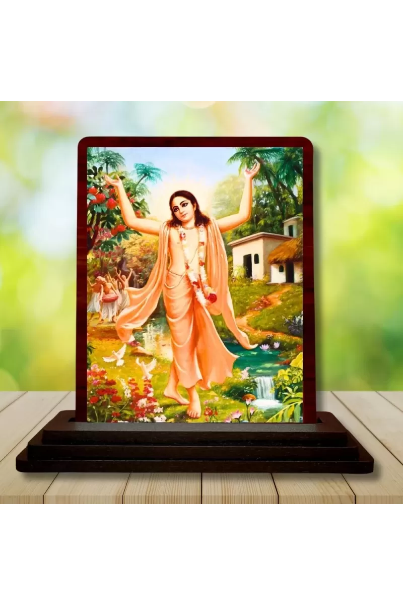 Car Desk/Table Top Lord Krishna Wooden Photo Stand  3x4 Inches, Compact & Stylish Spiritual Display For Car, Home & Office (Pack Of 1) (F14651)