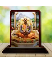 Car Desk/Table Top Bhaktivedanta Swami Prabhupada Wooden Photo Stand  3x4 Inches, Compact & Stylish Spiritual Display For Car, Home & Office (Pack Of 1) (F14652)