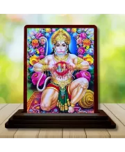 Car Desk/Table Top Lord Hanuman Wooden Photo Stand  3x4 Inches, Compact & Stylish Spiritual Display For Car, Home & Office (Pack Of 1) (F15053)