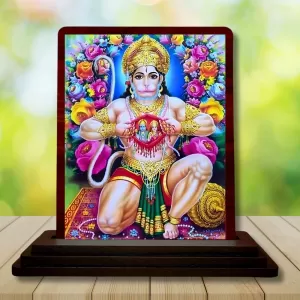 Car Desk/Table Top Lord Hanuman Wooden Photo Stand 3x4 Inches, Compact & Stylish Spiritual Display For Car, Home & Office (Pack Of 1) (F15053) Car Desk/Table Top Lord Hanuman Wooden Photo Stand 3x4 Inches, Compact & Stylish Spiritual Display For Car, Home & Office (Pack Of 1) (F15053)