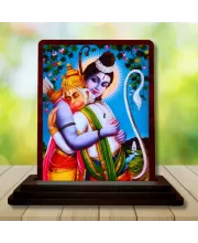 Car Desk/Table Top Lord Ram Hanuman Wooden Photo Stand  3x4 Inches, Compact & Stylish Spiritual Display For Car, Home & Office (Pack Of 1) (F15054)