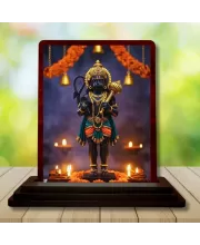 Car Desk/Table Top Lord Hanuman Wooden Photo Stand  3x4 Inches, Compact & Stylish Spiritual Display For Car, Home & Office (Pack Of 1) (F15057)