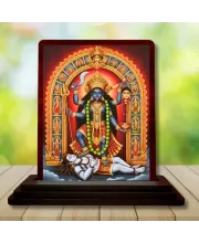 Car Desk/Table Top Maa Kali Wooden Photo Stand  3x4 Inches, Compact & Stylish Spiritual Display For Car, Home & Office (Pack Of 1) (F15058)