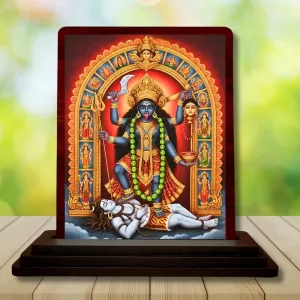 Car Desk/Table Top Maa Kali Wooden Photo Stand 3x4 Inches, Compact & Stylish Spiritual Display For Car, Home & Office (Pack Of 1) (F15058) Car Desk/Table Top Maa Kali Wooden Photo Stand 3x4 Inches, Compact & Stylish Spiritual Display For Car, Home & Office (Pack Of 1) (F15058)