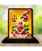 Car Desk/Table Top Mahadev Wooden Photo Stand  3x4 Inches, Compact & Stylish Spiritual Display For Car, Home & Office (Pack Of 1) (F15063)