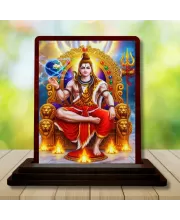 Car Desk/Table Top Lord Shankar Wooden Photo Stand  3x4 Inches, Compact & Stylish Spiritual Display For Car, Home & Office (Pack Of 1) (F15064)