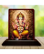 Car Desk/Table Top Lord Ganesha Wooden Photo Stand  3x4 Inches, Compact & Stylish Spiritual Display For Car, Home & Office (Pack Of 1) (F15076)