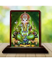 Car Desk/Table Top Lord Ganesha Wooden Photo Stand  3x4 Inches, Compact & Stylish Spiritual Display For Car, Home & Office (Pack Of 1) (F15077)
